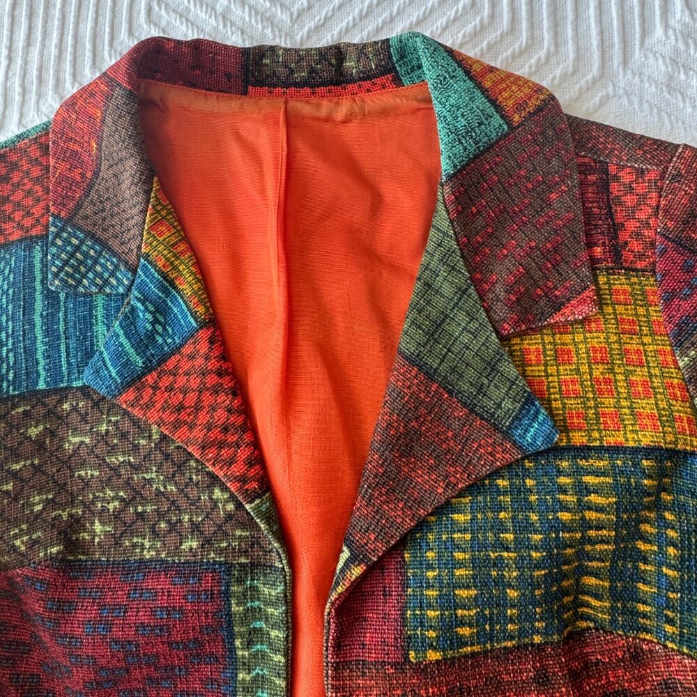 Fall Cropped Vintage Patchwork Jacket, Xs Petite - image 2
